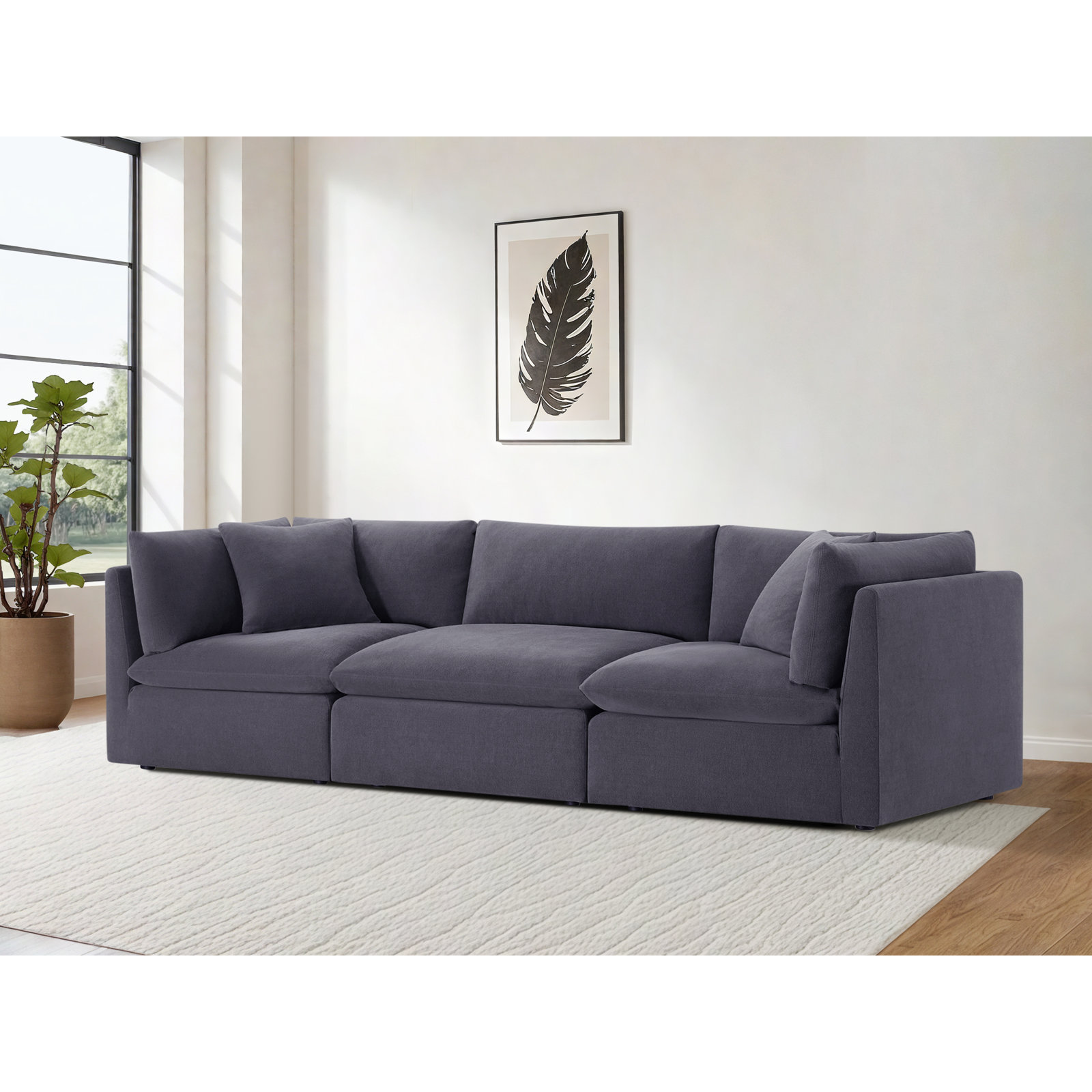 Annabella 122" Modular Sofa, Willow Zinc Performance Chenille