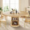 Table de salle à manger pour table de salle à manger ronde extensible de 4 à 6,63 po avec étagère de rangement à 2 niveaux, meuble-lavabo rond ovale en bois avec base à piédestal ()