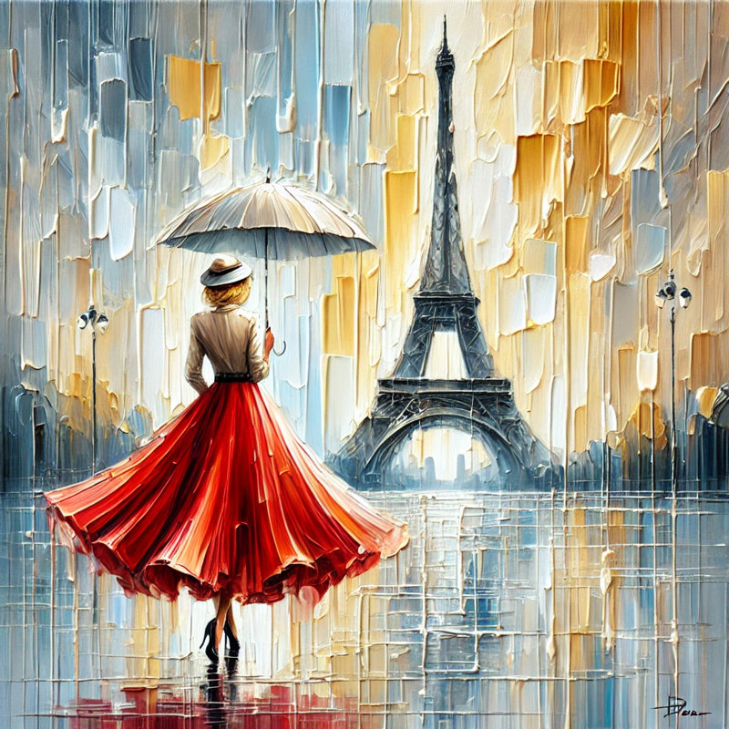 Art mural sur toile Parisian Glamour in the Rain, H 12 po x l 12 po x P 1 po
