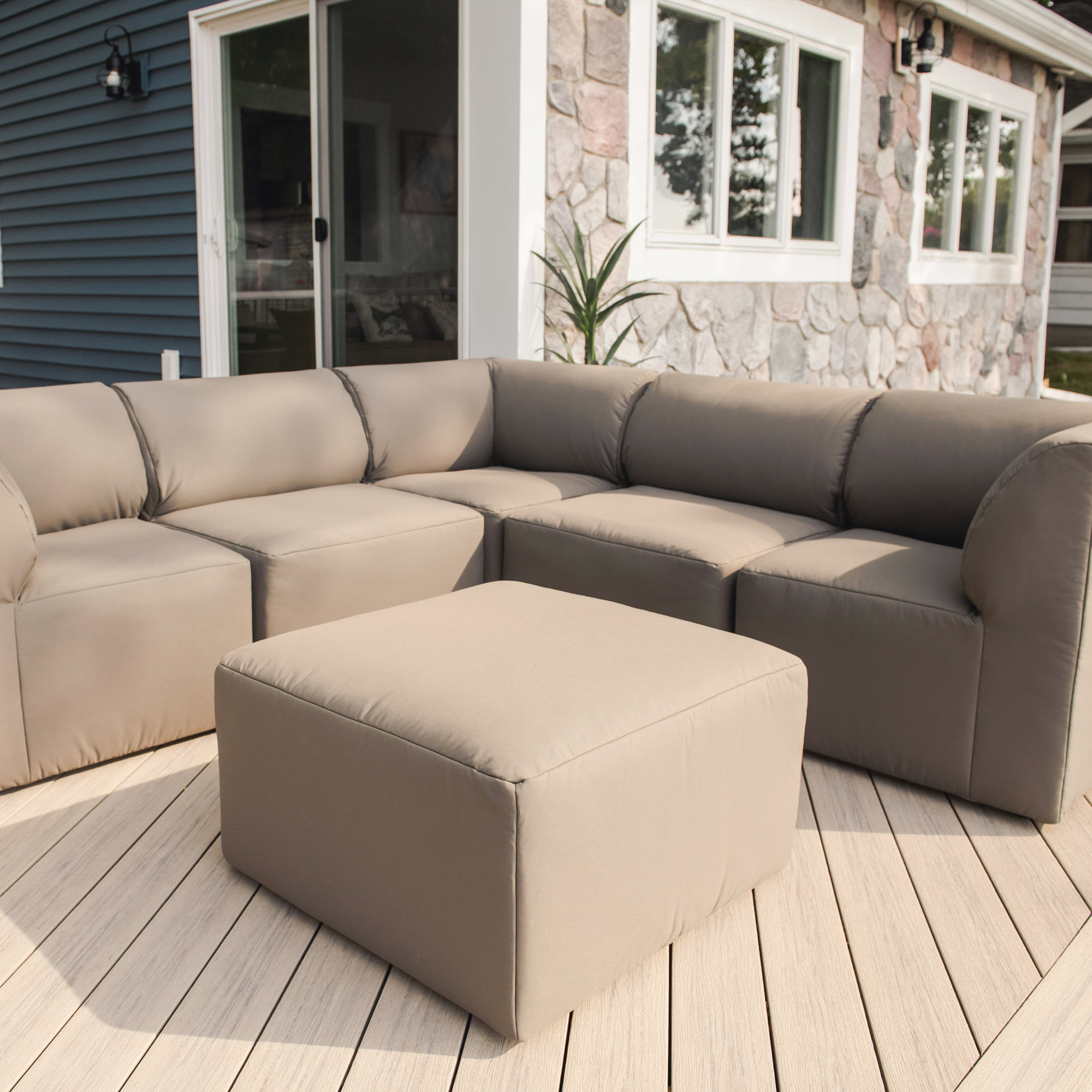 Big Joe Patio 6 Piece Outdoor Sectional, Castor Gray
