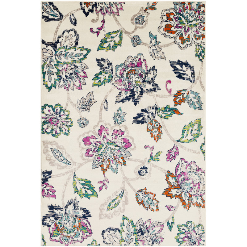 Ramsay Floral Beige/Green Area Rug, Rectangle 8'10" x 12'9"