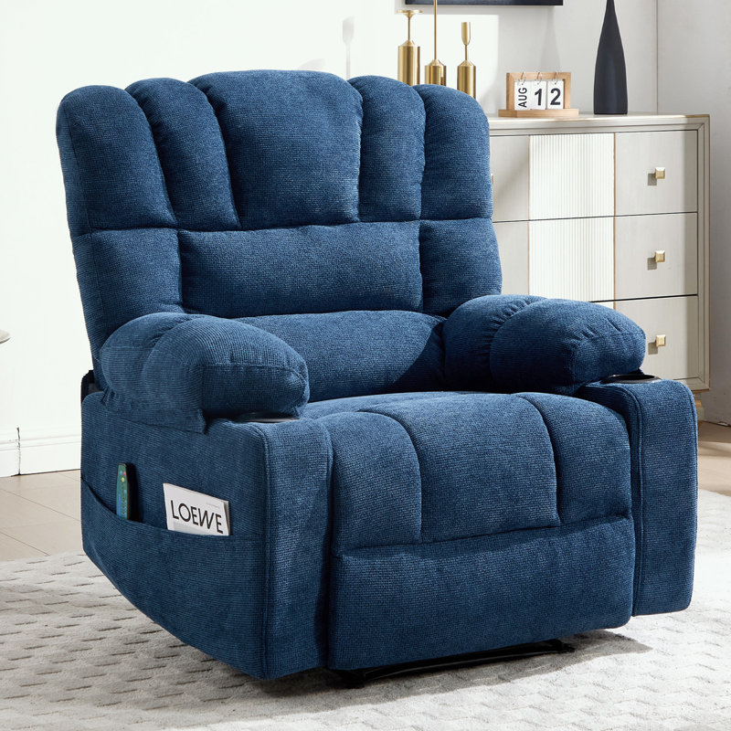Fauteuil inclinable avec chauffage et vibration, Bleu