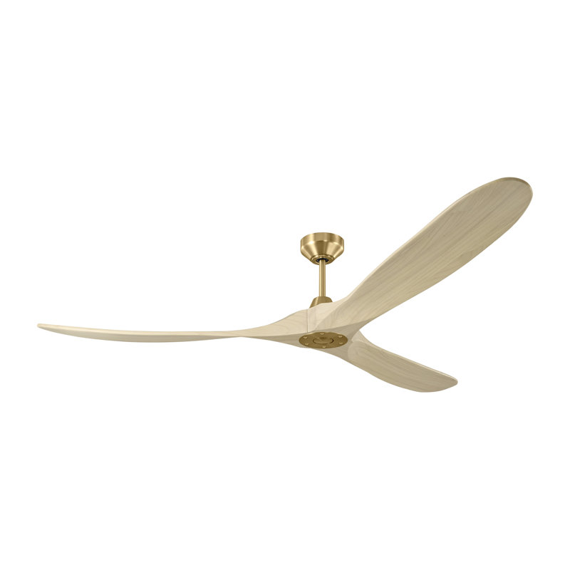 Maverick Smart 70 Indoor Ceiling Fan with Threaded Downrod, blades and Handheld Remote, Burnished Brass, Washed White Oak