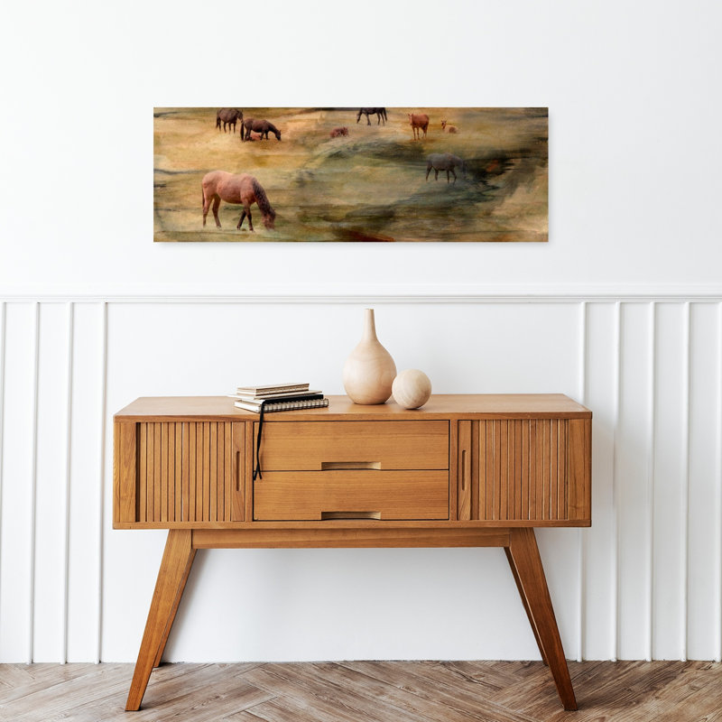 Art sauvage, chevaux, H 12 po x l 36 po