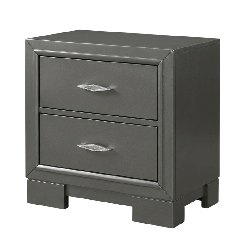 2 tiroirs gris métallique Trey W Table de chevet