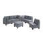 Fauteuil d'appoint moderne capitonné en tissu d'aspect lin gris