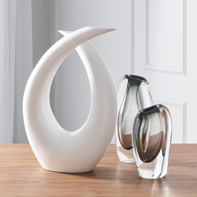 Offset Vase, Gray, 10.5" H x 4.5" W x 6" D
