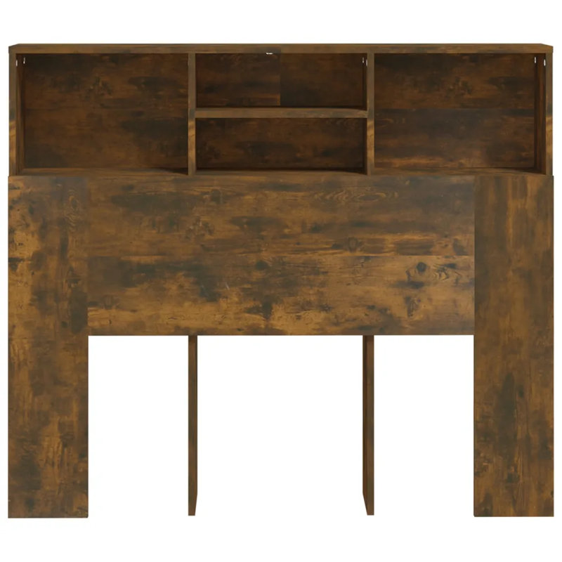 Headboard Cabinet Bedroom Home Indoor Bookcase, Super King (6'), Smoked Oak