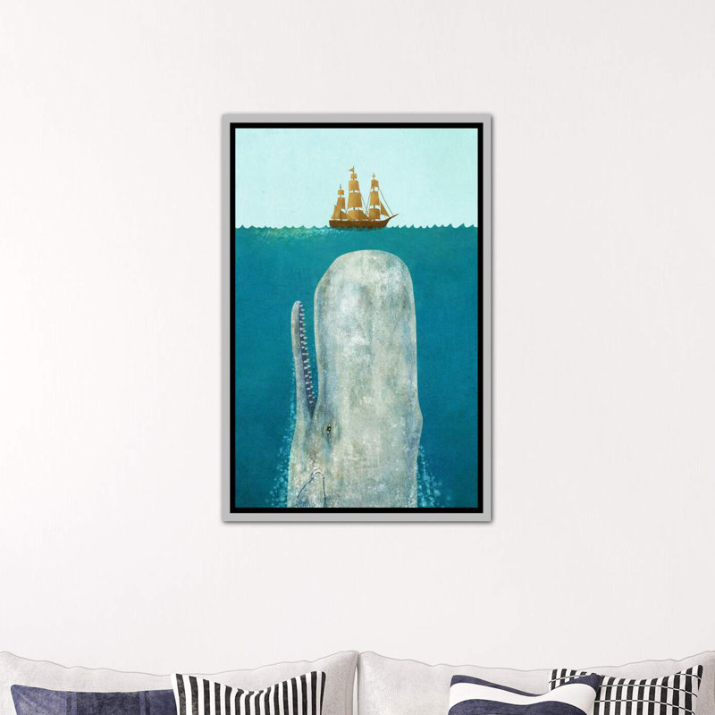 " The Whale " by Terry Fan, 60" H x 40" W x 1.5" D, Silver Framed Canvas