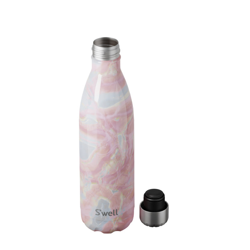 S'well Stainless Steel Water Bottle - 17 Fl Oz - Triple-Layered Vacuum-Insulated Containers, Geode Rose, 25.oz