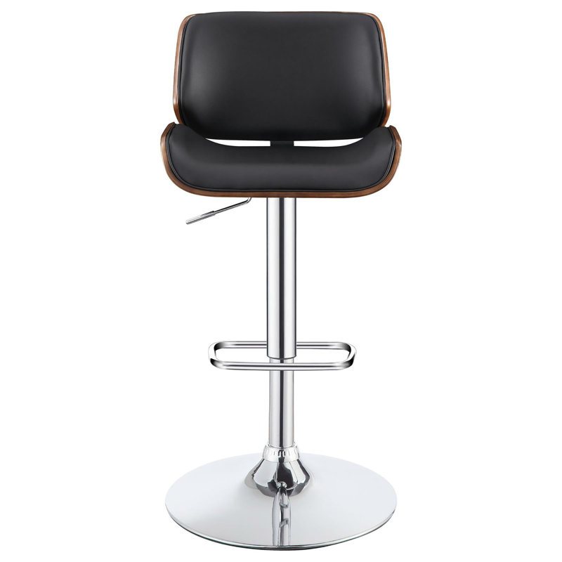 Ecru And Chrome Adjustable Bar Stool, Black