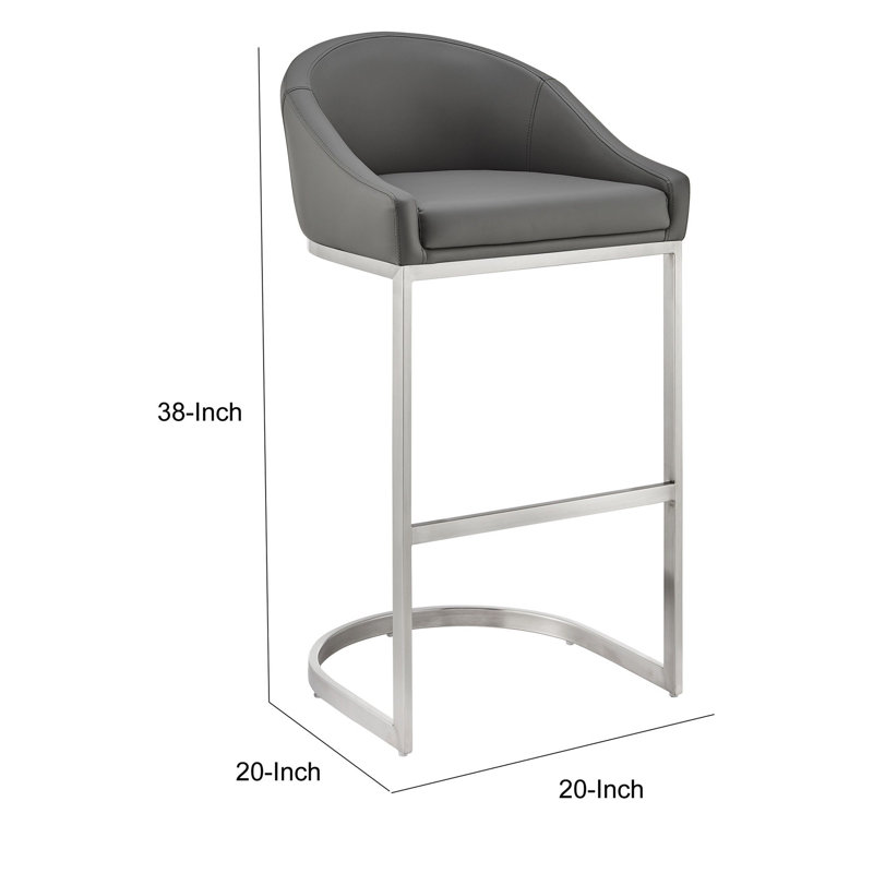 Tabouret de bar et de comptoir Lamaria, Tabouret de bar (siège d'une hauteur de 28 po), Gris / Argent