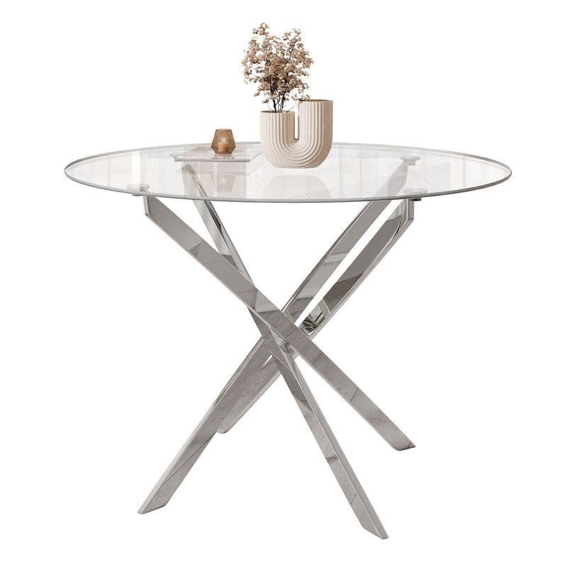 Chatalina Glass Top Dining Table, Chrome