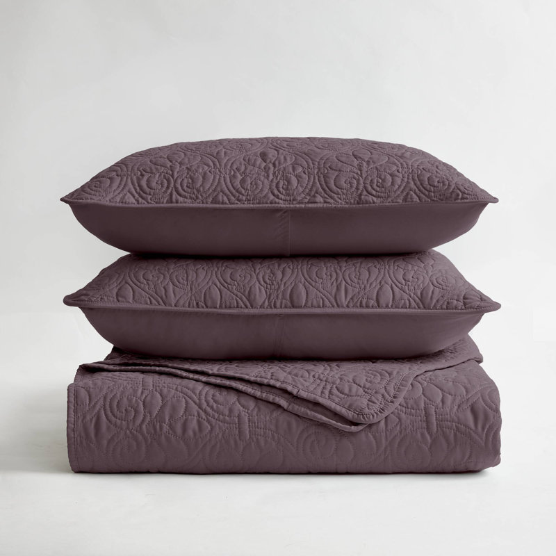 Ensemble de couvre-lit réversible Québec, Couvre-lit grand et 2 taies décoratives, Mauve