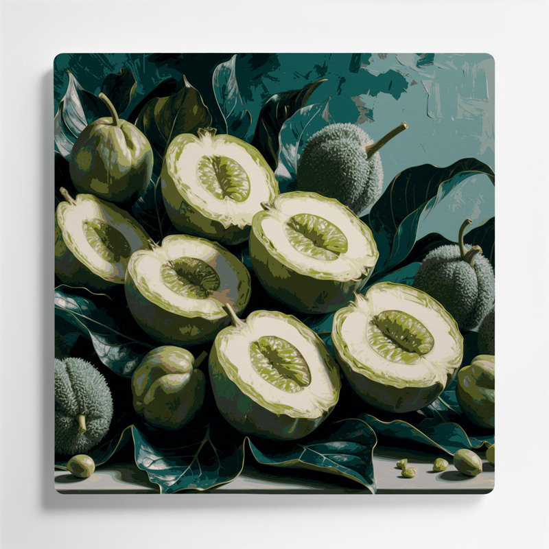 «Fruit Feijoa», art mural en métal vert, 12" H x 12" W