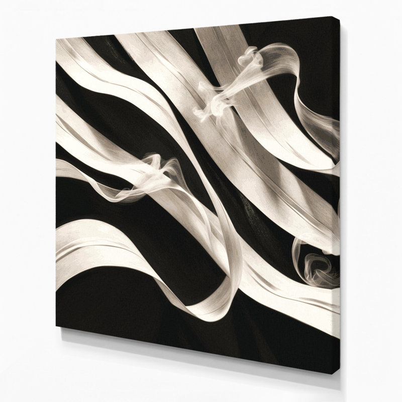 Art mural horizontal sur toile rayée gris anthracite, H 16 po x l 16 po