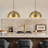 2-Light 16"  Gold Hammered Dome Industrial Pendant Light Fixtures for Kitchen Island -117443821