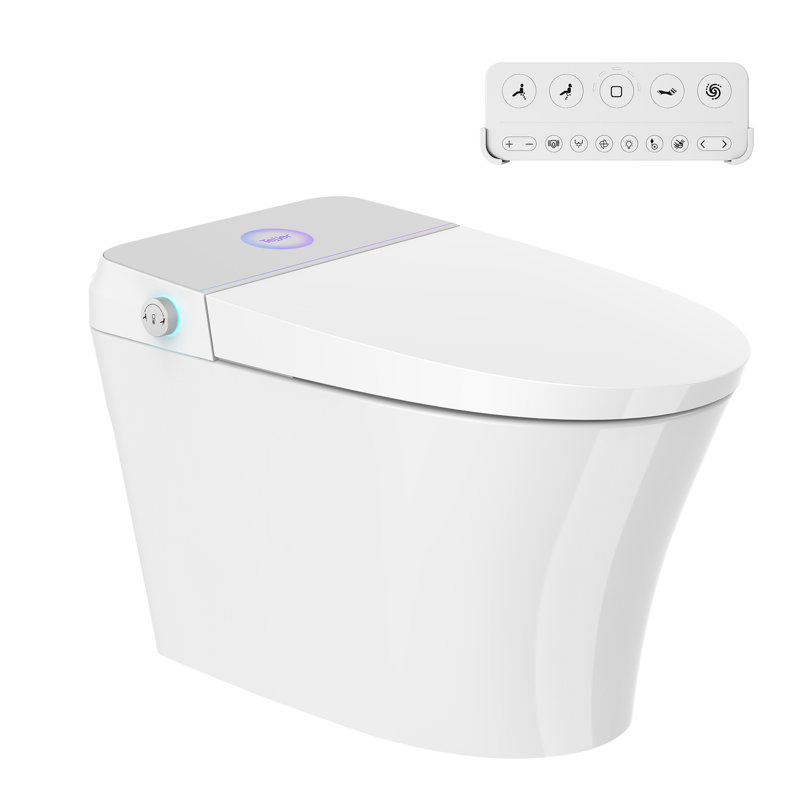 Toilette allongée à fixation au sol 1,0 gallons GPF Rainlex (siège inclus)