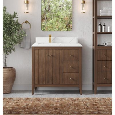 Meuble-lavabo simple 36 po avec plateau en quartz Atlanta