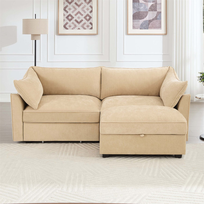 Canapé confortable à 2 places avec repose-pieds mobile et tiroirs de rangement, idéal pour se détendre et organiser votre espace de vie