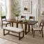 Ensemble de table de salle à manger en bois massif 6 pièces, ensemble de salle à manger rectangulaire extensible avec 4 chaises rembourrées et banc, table extensible de 60 à 84 po-131135513