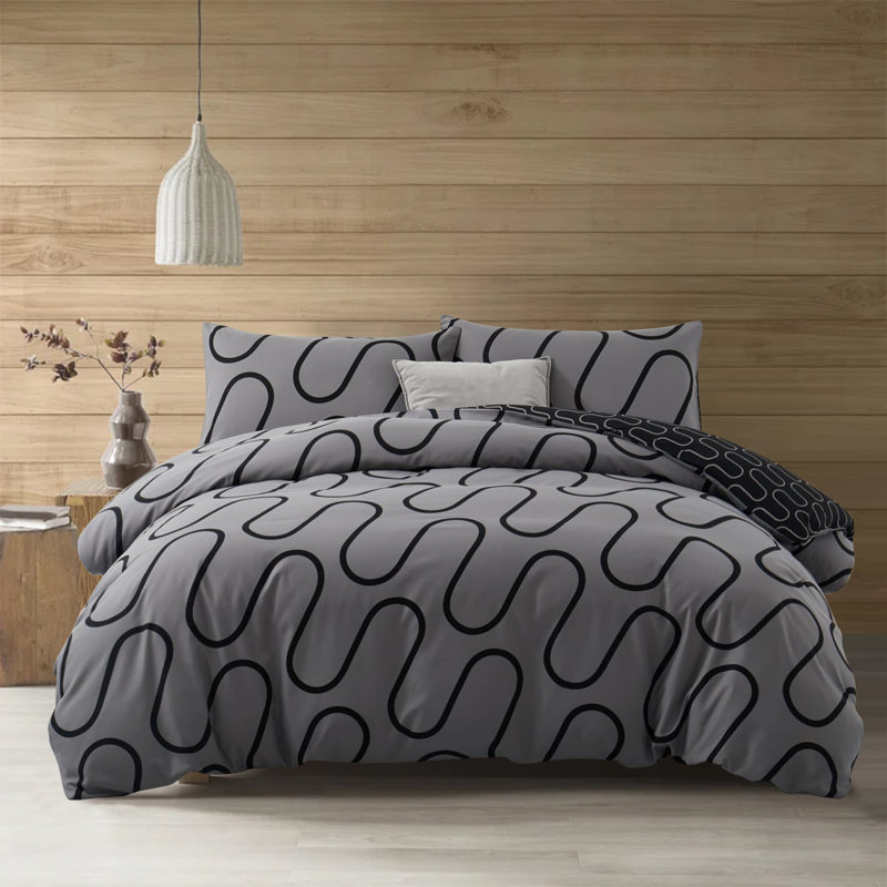 Braylene Microfiber Duvet Cover Set with Pillowcases, Full Double Duvet Cover + 2 Standard Pillowcases