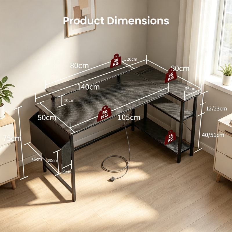 L-Shaped MDF Computer Desk