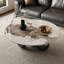 Table basse ronde moderne 39,4 po, plateau en pierre frittée avec base en acier inoxydable-166468320