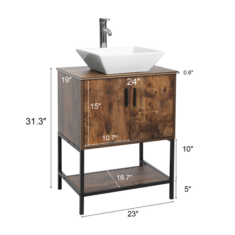 24" Single Bathroom Vanity Set, Brown