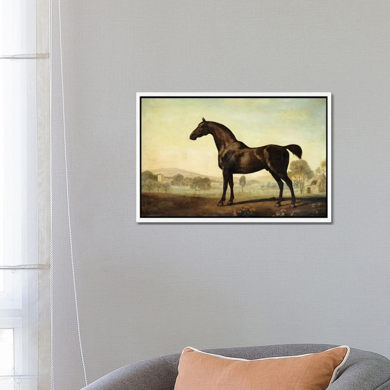 Sweetwilliam', A Bay Racehorse, In A Paddock, 1779 by George Stubbs - Painting on Canvas, White Framed