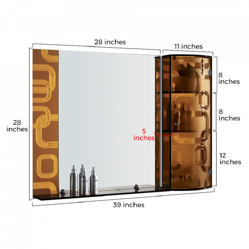 Lashbrook Glass Flat Wall Mirror, Gold
