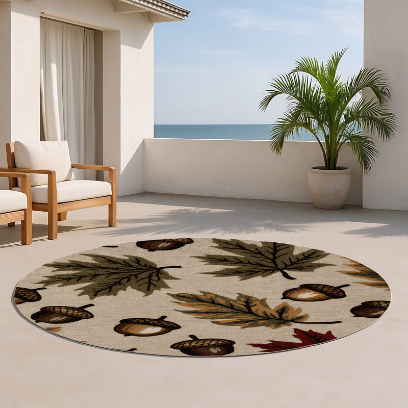 Tapis intérieur et extérieur gris Nature, Rond 5 pi