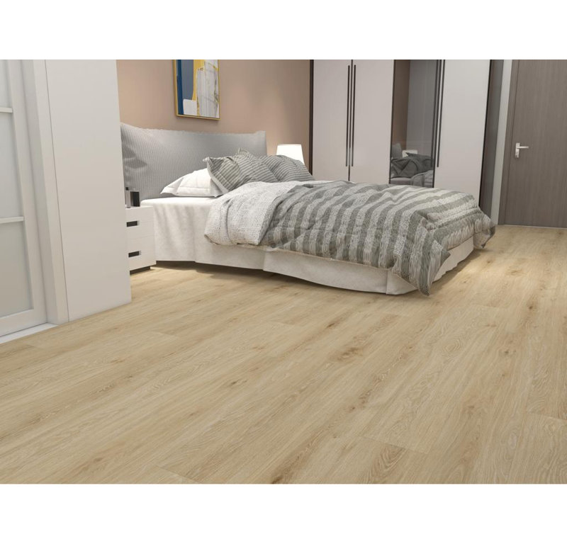 Plancher de luxe en vinyle imperméable avec couche d'usure 20 mil - 6,5 mm avec sous-couche attachée, Bois naturel