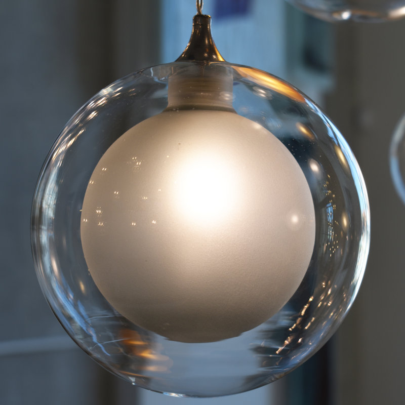 Reflection Moon 34 - Light Pendant, White, 96" H x 32" W x 32" D, Frosted Amber/Frosted White