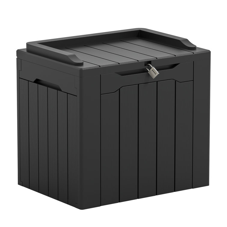 Greesum 31 Gallon Resin Deck Box Large Outdoor Storage for Patio Furniture, Garden Tools, Pool Supplies, Weatherproof and UV Resistant, Dark Grey