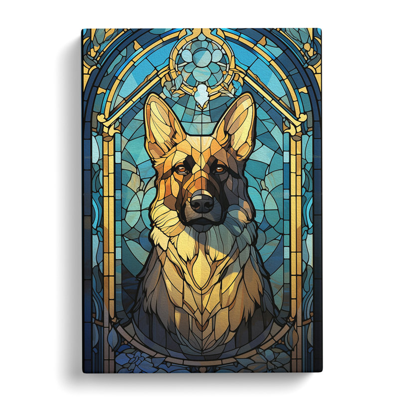 German Shepherd Nouveau - Wrapped Canvas, 60cm H x 40cm W x 3cm D