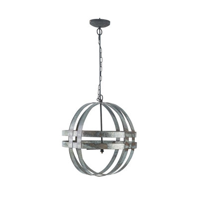 Gray Galvanized Metal 4-Light Open Orb Chandelier, 20-Inch Industrial Ceiling Fixture