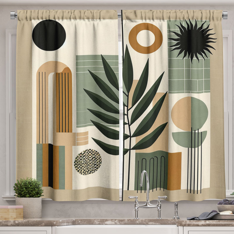 Monstera Kitchen Curtain, 55" W x 36" L