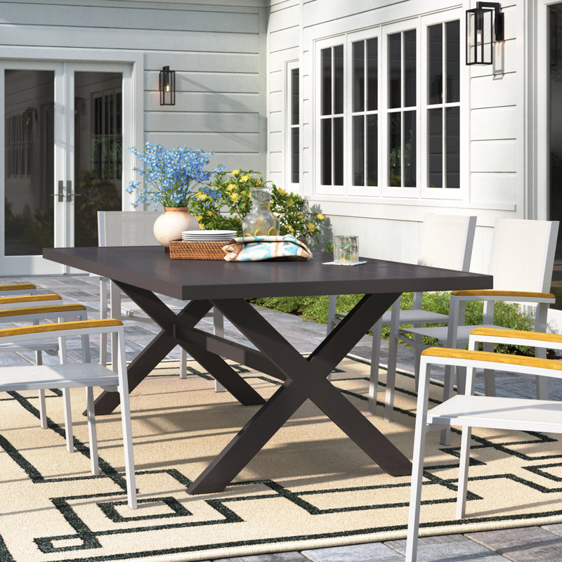 Adasha Rectangular Metal Outdoor Dining Table