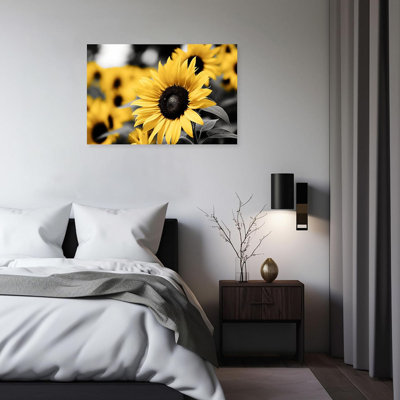 Sunflower Painting Modern Flower Canvas Wall Art Yellow Floral Picture For Living Room Home Decor Frame(12.00" X 18.00")