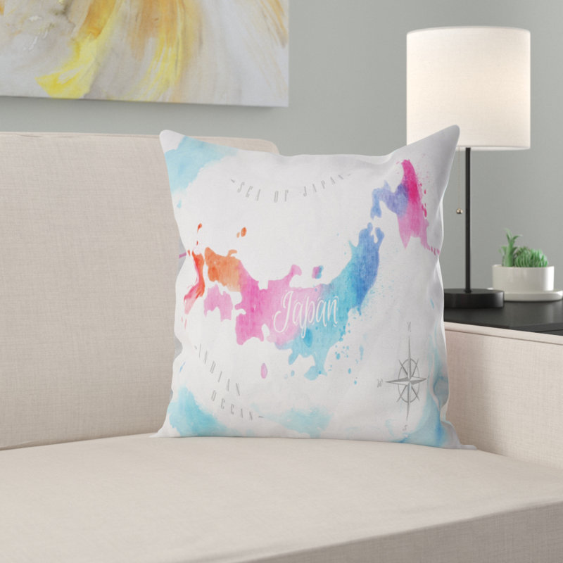 Carte Du Japon Oreiller Aquarelle Abstract