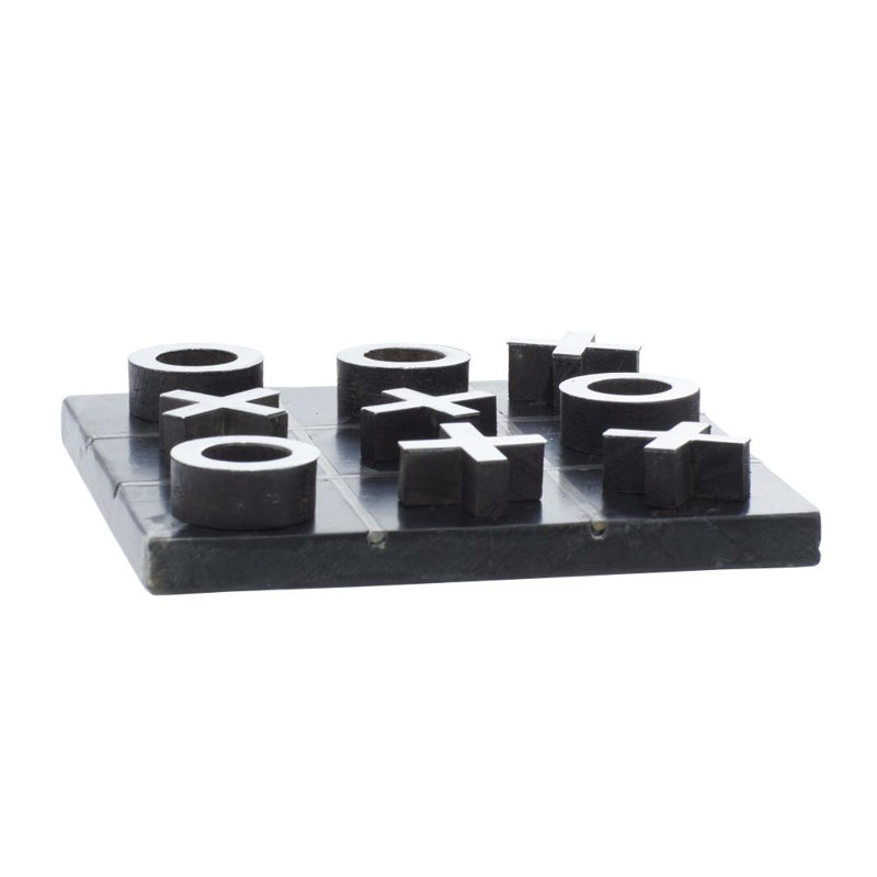 Ensemble de jeu noir Tic Tac Toe noir avec incrustation argent
