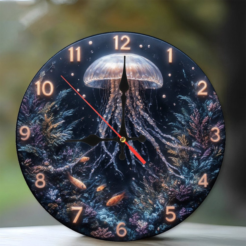 Horloge avec méduse et poisson