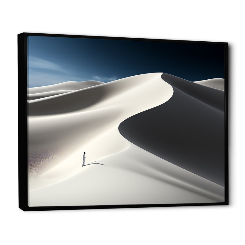 Photo de dunes noires et blanches sur toile, H 12 po x l 20 po, Toile tendue