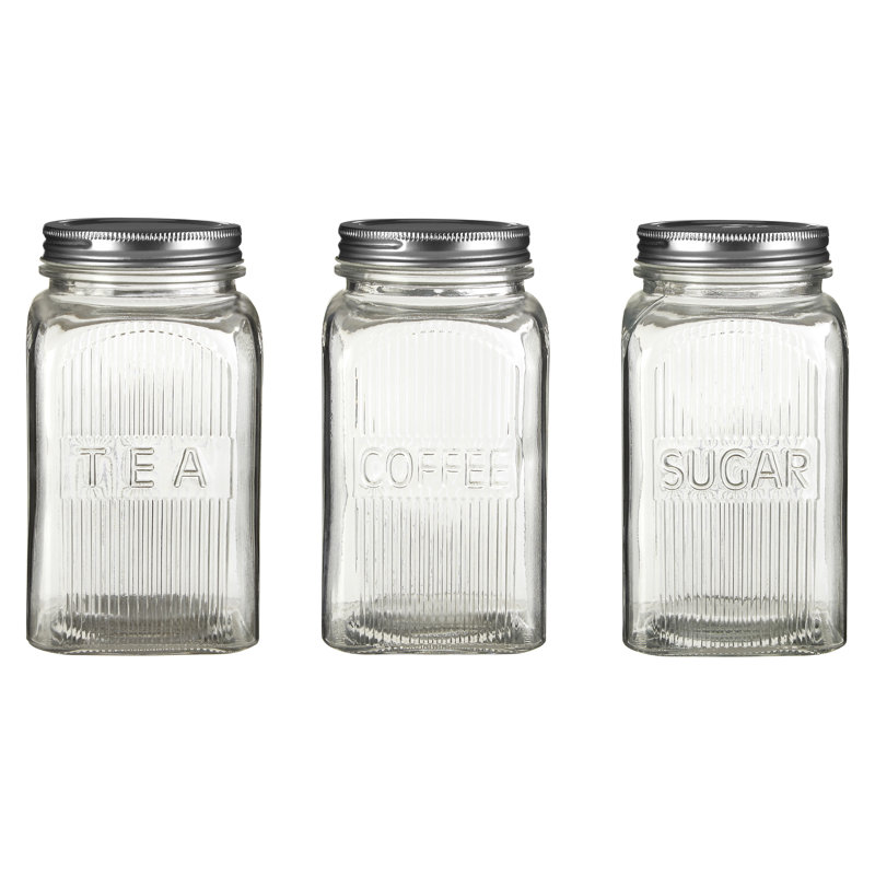 Glass Jar - Set of 3, Silver