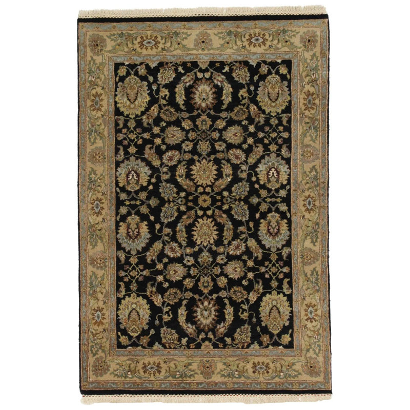 Tapis oriental brun / noir en coton / laine Anayansi