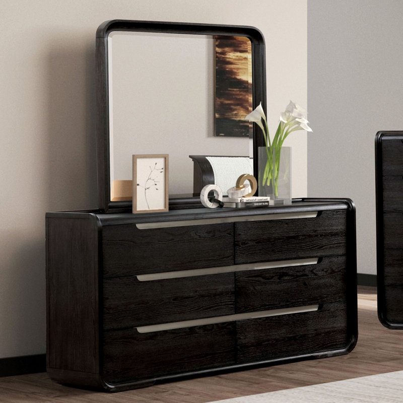 Commode 6 tiroirs avec miroir Fahimul