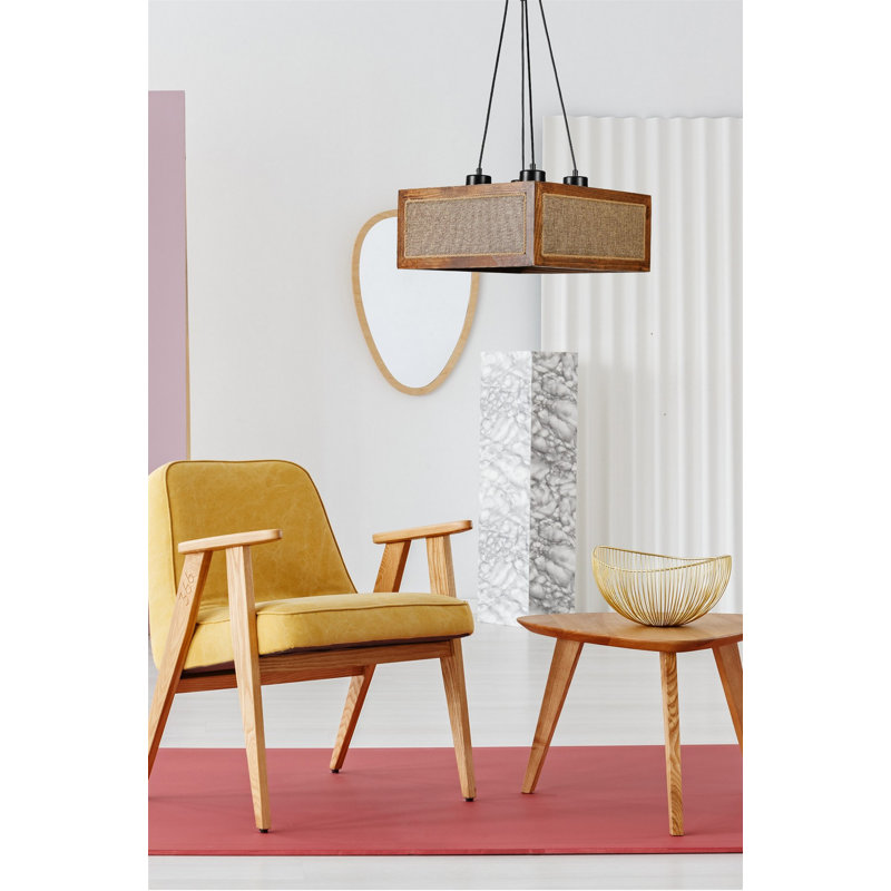 Chandle Chandelier, Walnut/Rattan/Black