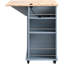 Îlot de cuisine gris-bleu avec prise de courant et rallonge pliable, 5 tablettes ouvertes, support à vin pour chariot domestique, bleu, 5 roues, rangement,-1888096758