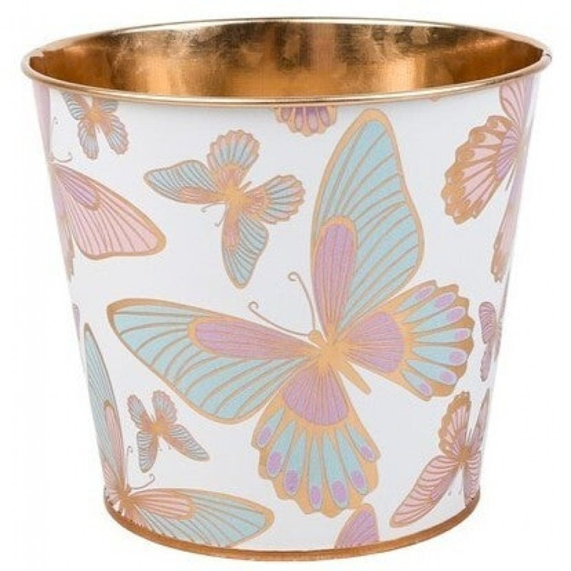 Butterfly Flutter Printed Metal Planter